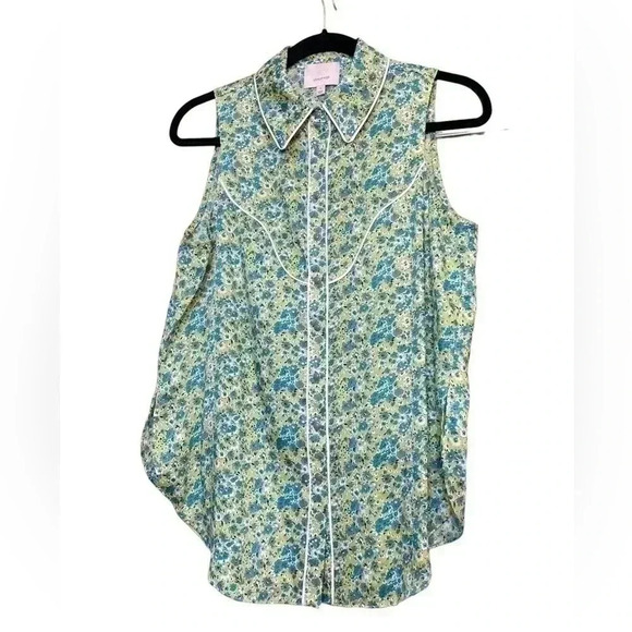 Cinq a Sept Leon Floral Tie-Front Sleeveless Blouse size S - Picture 2 of 7